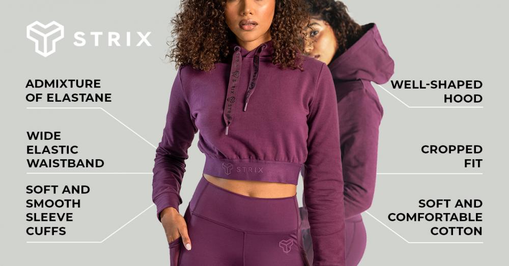 Women‘s Essential Cropped Hoodie Plum - STRIX