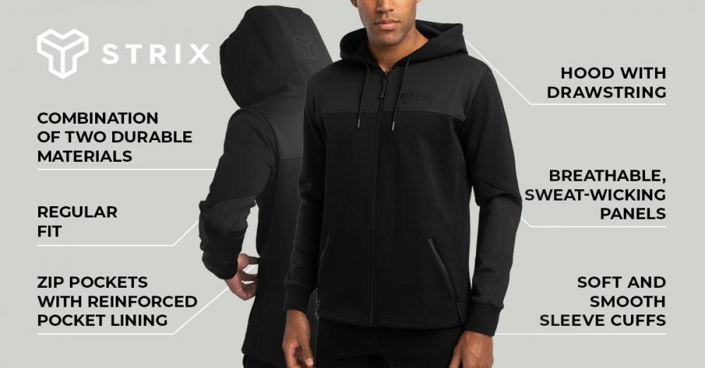 Essential Zip Up Hoodie black - STRIX