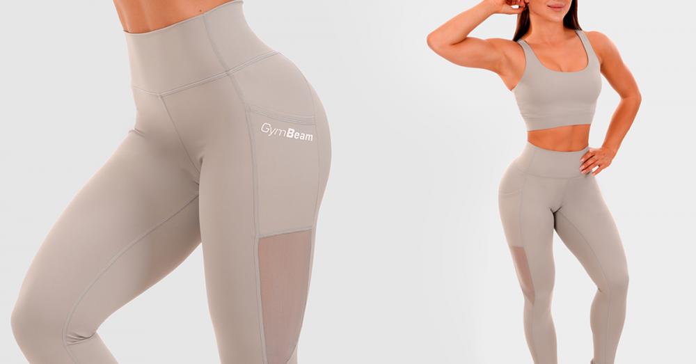 Mesh Panel Leggings grey - GymBeam