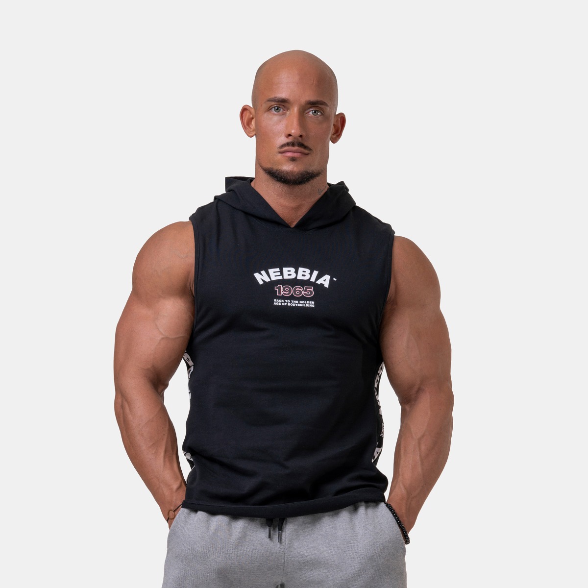 Men‘s Hooded Tank Top Black - NEBBIA