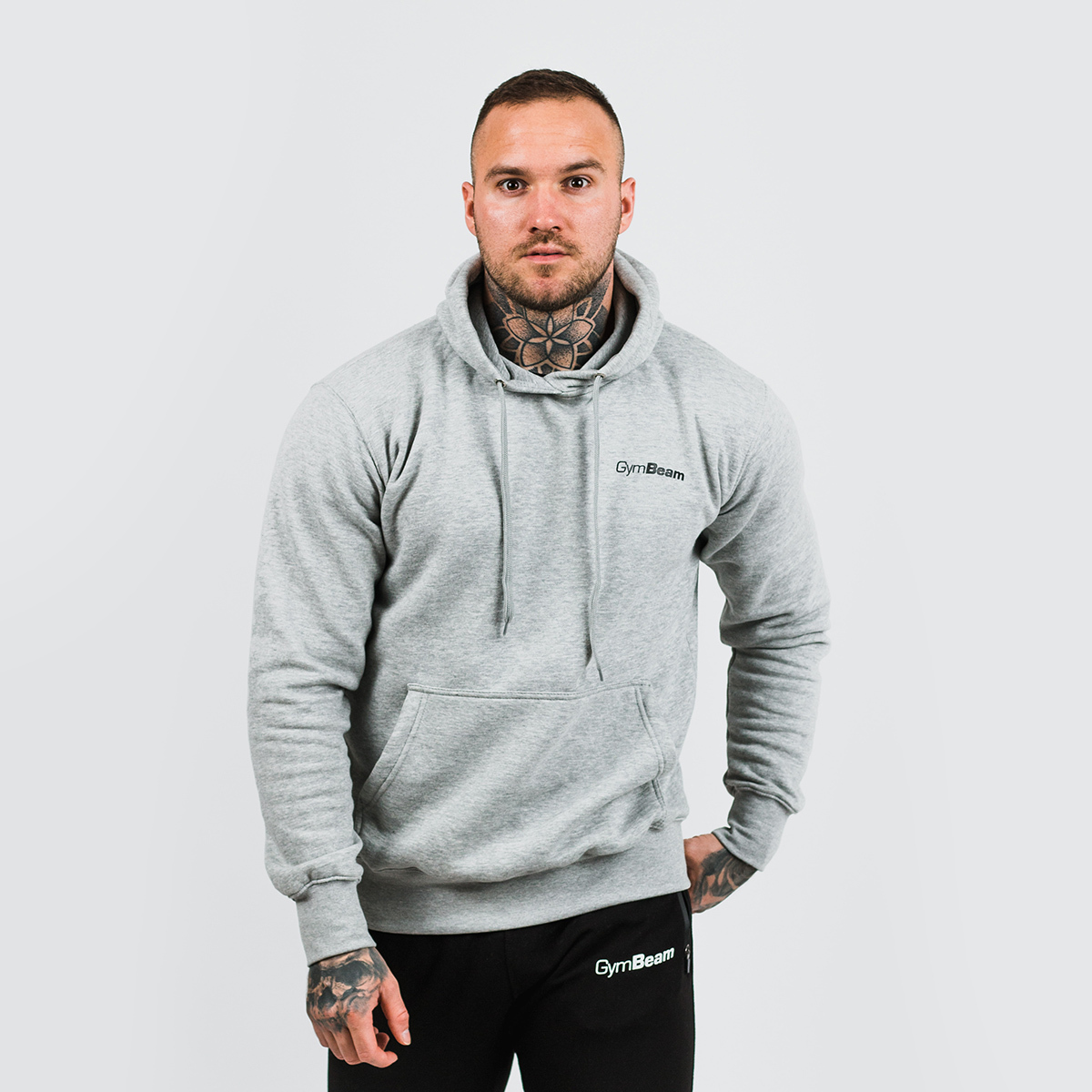 Men’s Athlete Hoodie Grey Black - GymBeam