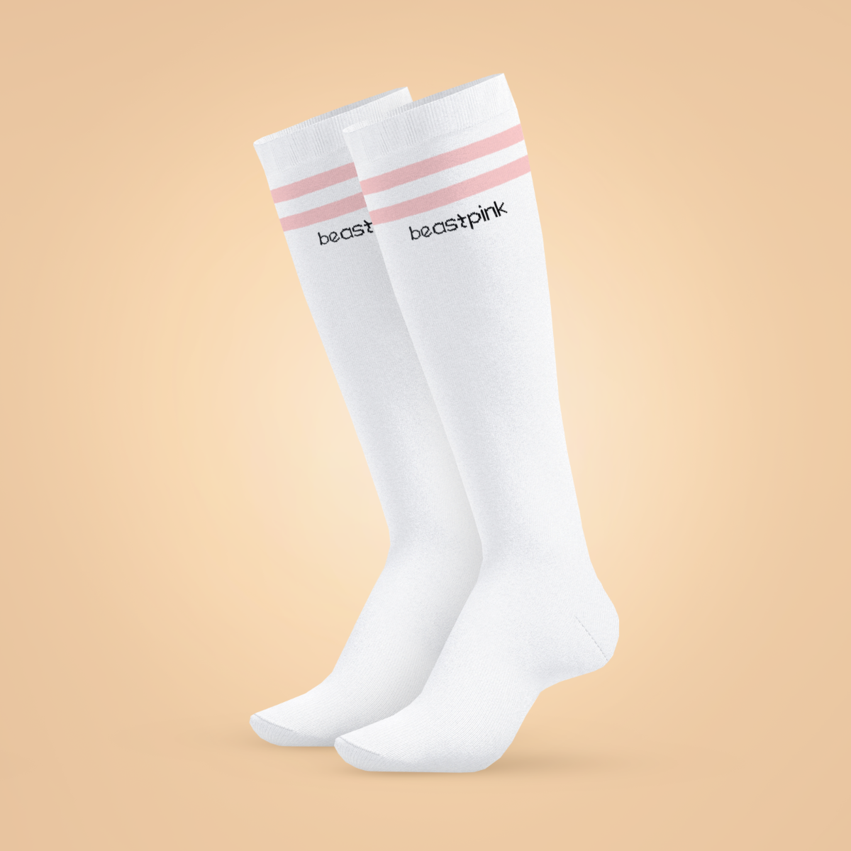 Knee High Socks White - BeastPink