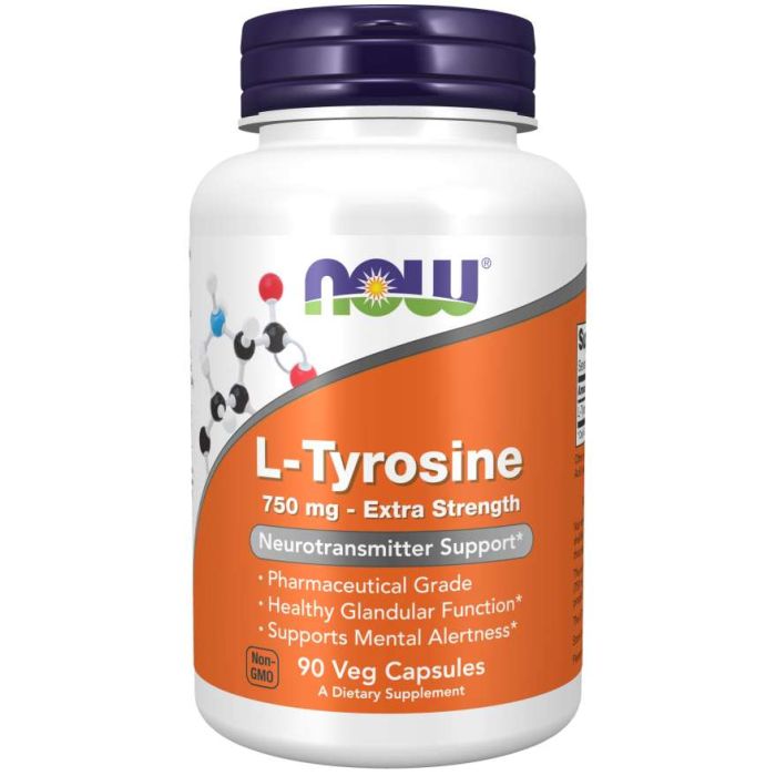 L-Tyrosine 750 mg Extra Strength - NOW Foods