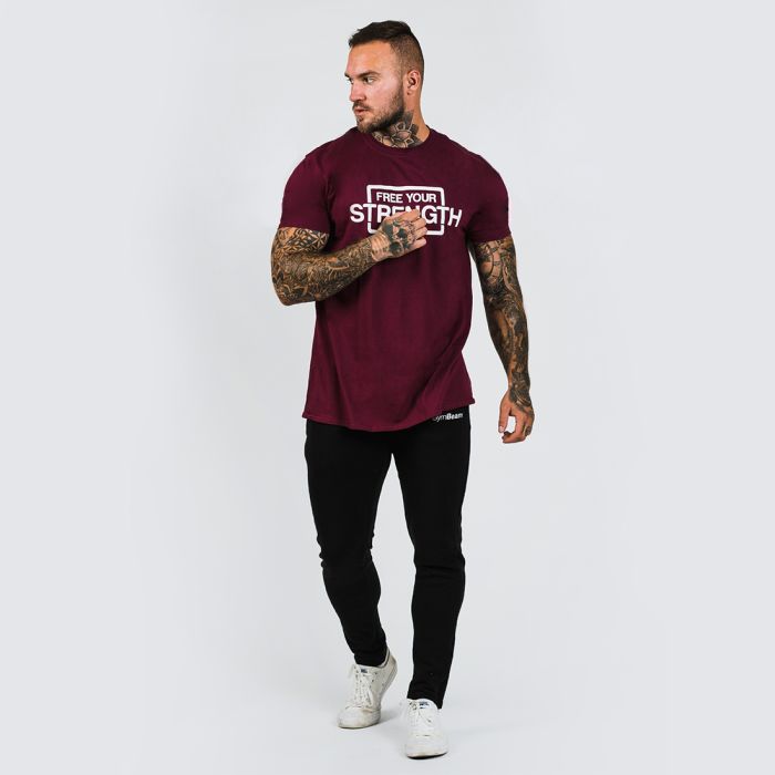 Men‘s Free Your Strength T-Shirt Maroon White - GymBeam