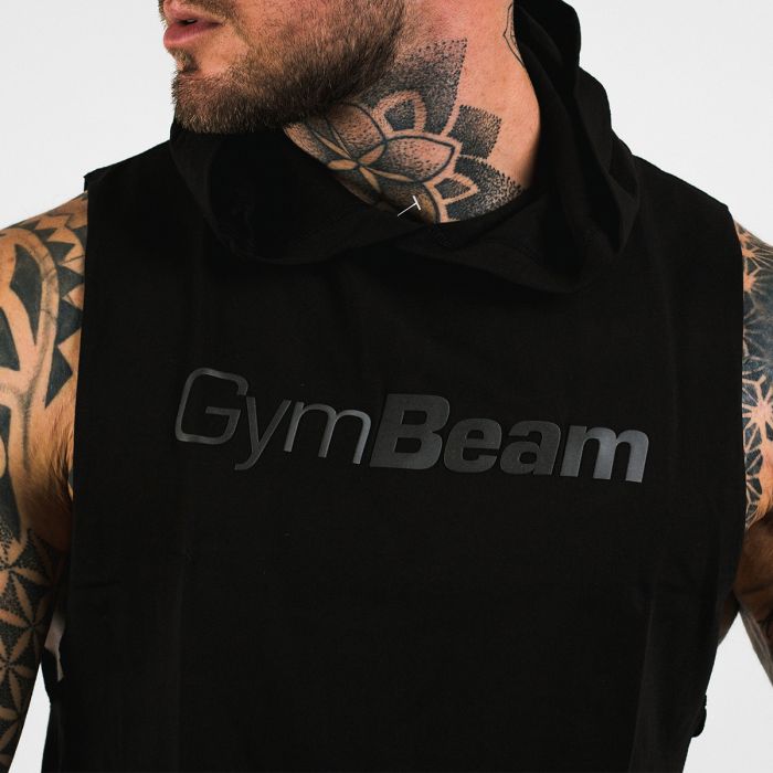 Men’s Hoodie Tank Top Black - GymBeam