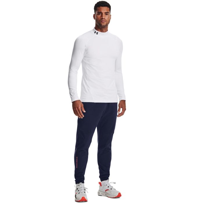 Men‘s ColdGear Armour Fitted Mock Long-Sleeve T-Shirt White - Under Armour