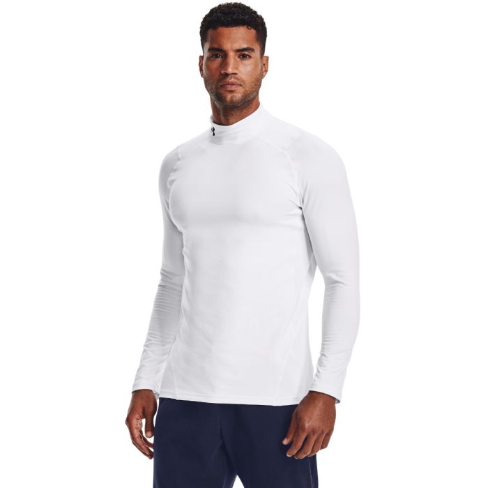 Men‘s ColdGear Armour Fitted Mock Long-Sleeve T-Shirt White - Under Armour