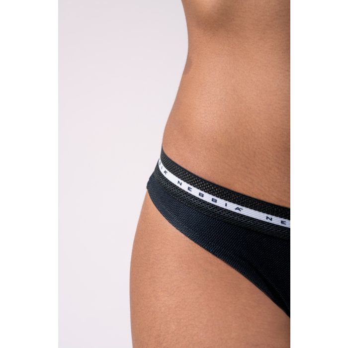 Mesh Me Thong Black - NEBBIA