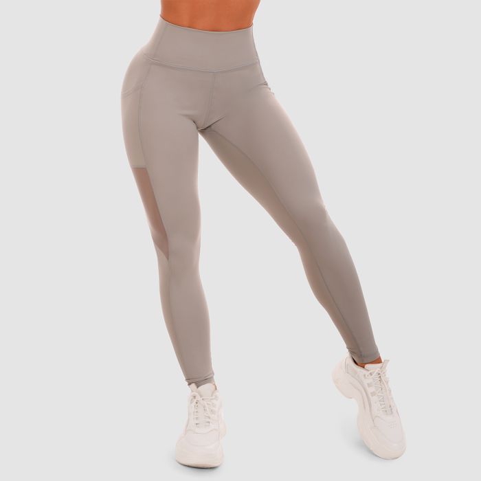 Women‘s Mesh Panel Leggings Grey - GymBeam