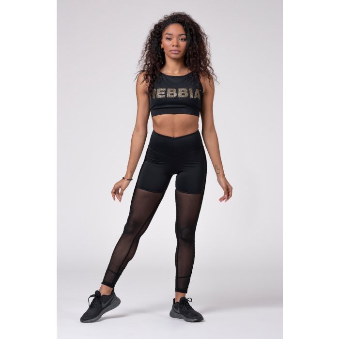 Women‘s Intense Gold Mesh Leggings Black - NEBBIA