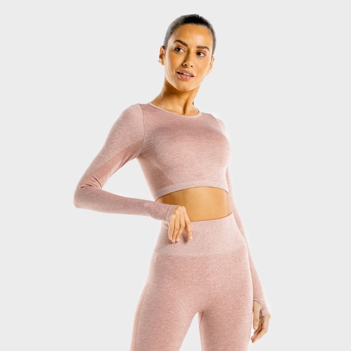 Marl Seamless Crop Top Rose Gold - SQUATWOLF