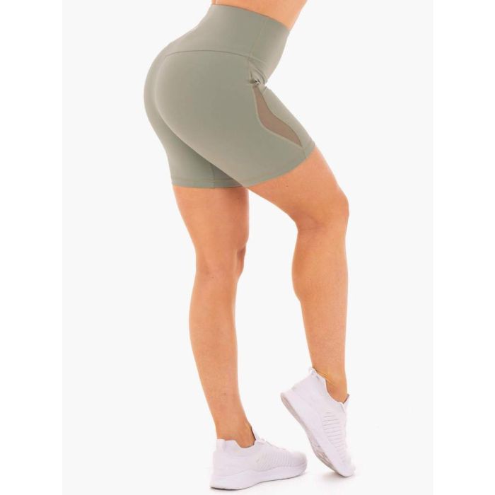 Women‘s Hype High Waisted Mesh Shorts Olive - Ryderwear