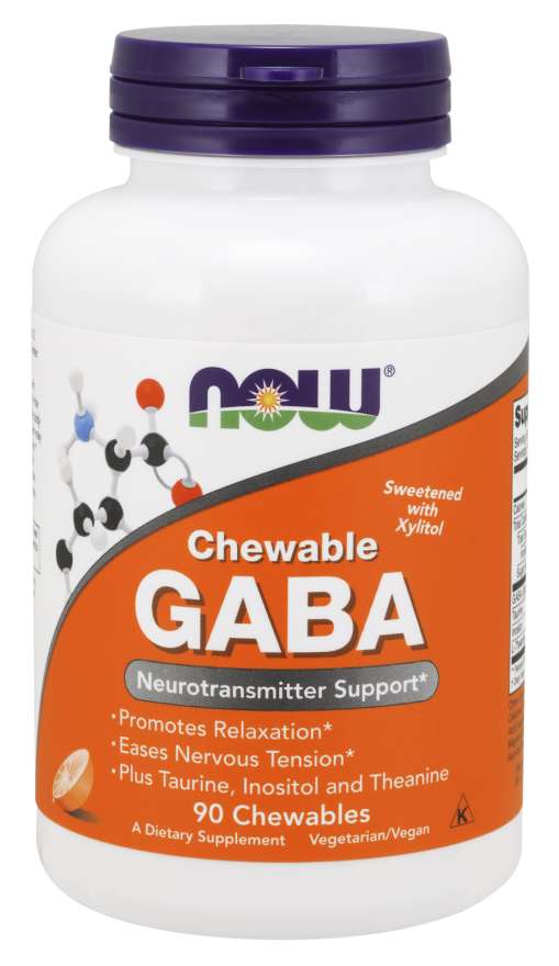 GABA Orange Flavour Chewable Tablets - NOW Foods