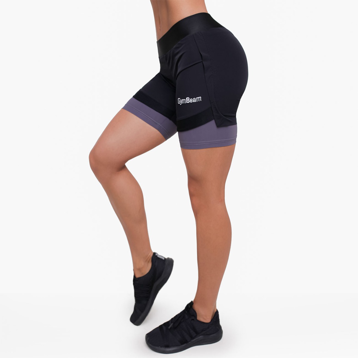 Women‘s 2in1 Shorts Black Grey - GymBeam