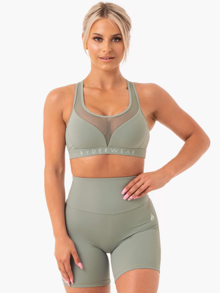 Hype Mesh Sports Bra Olive - Ryderwear