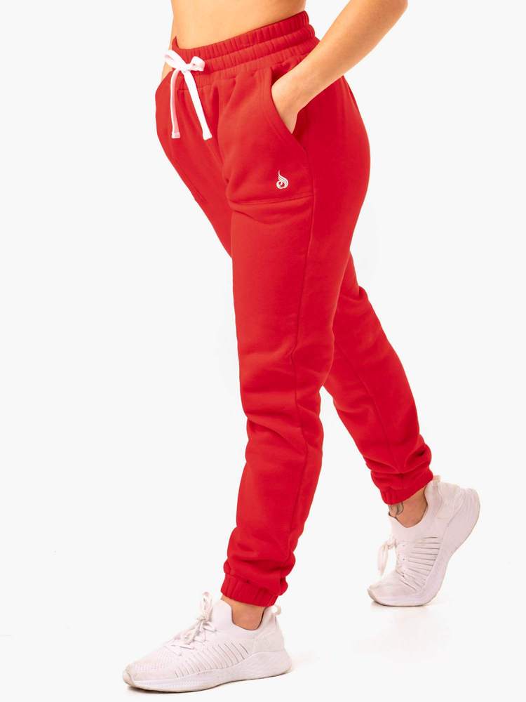 Women‘s Ultimate High Waisted Joggers Red - Ryderwear