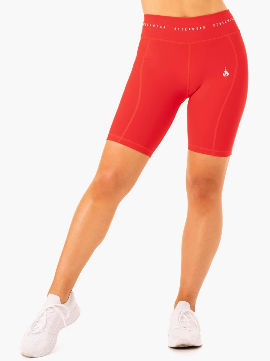 Women‘s Reflex High Waisted Biker Shorts Red - Ryderwear