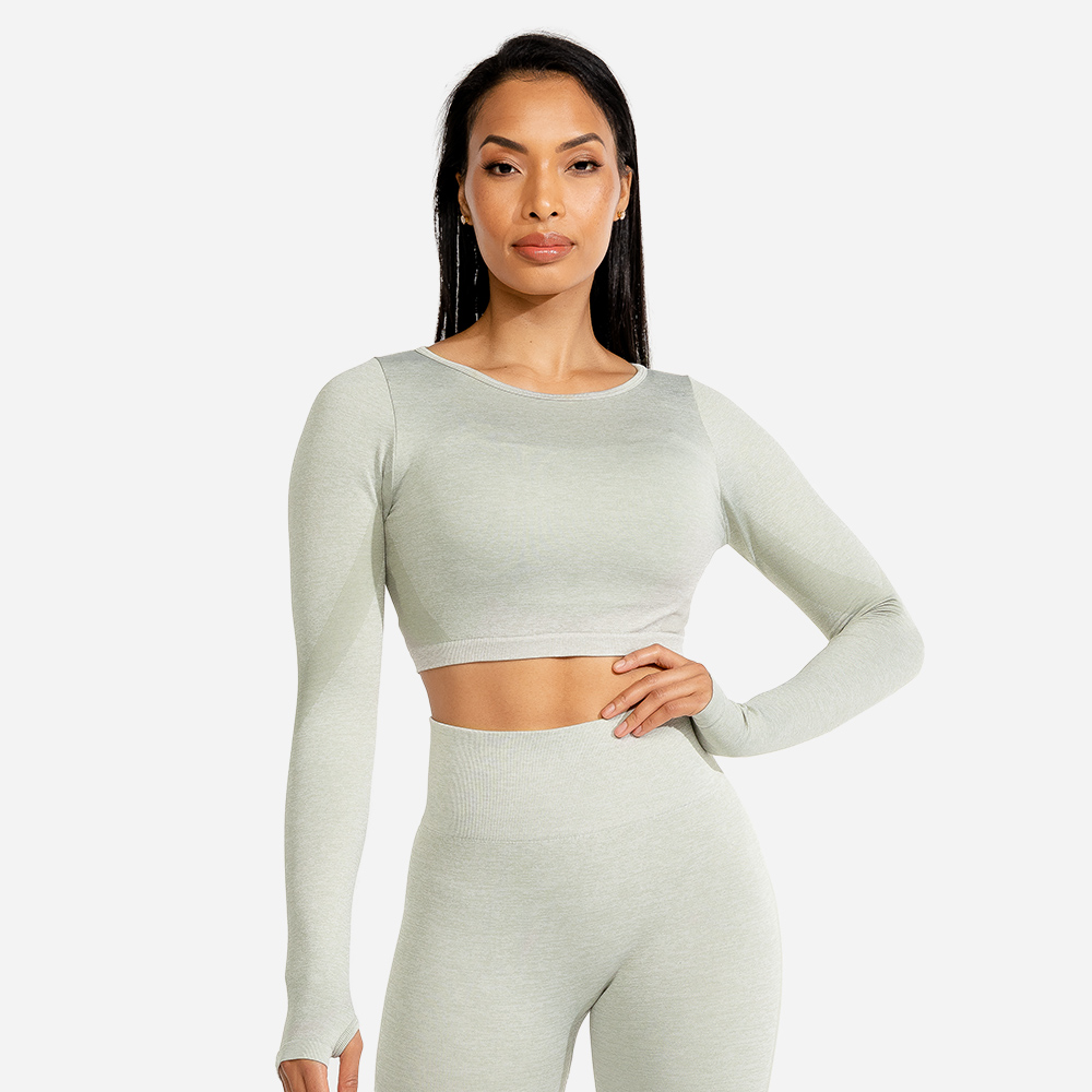 Marl Seamless Crop Top Ice - SQUATWOLF