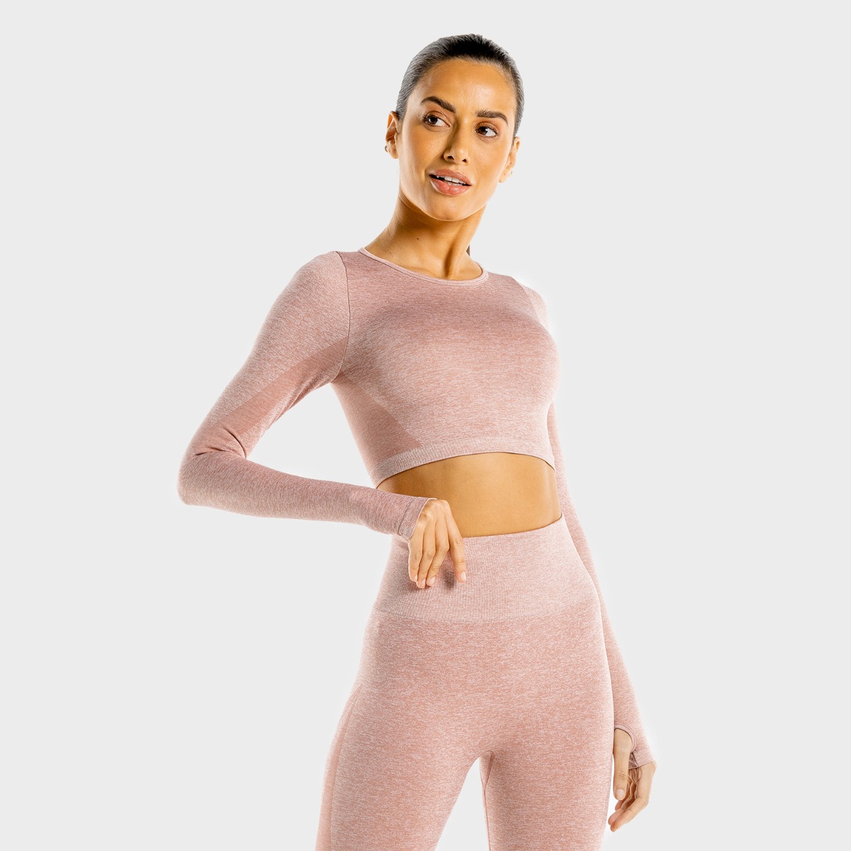 Marl Seamless Crop Top Rose Gold - SQUATWOLF